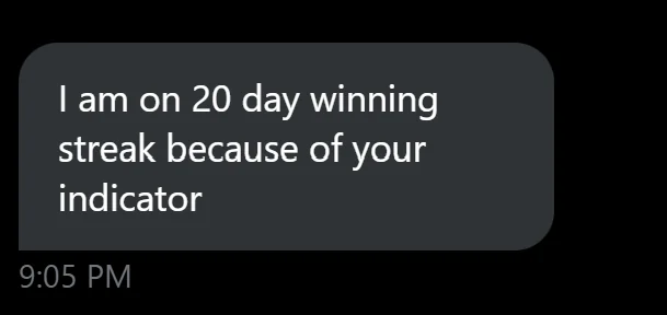 Member message: I am on 20 day winning streak because of your indicator