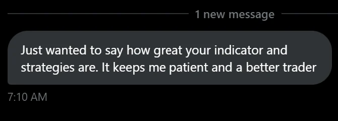 Member message: Just wanted to say how great your indicator and strategies are. It keeps me patient and a better trader
